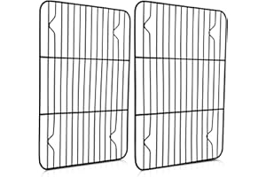 Cooling Baking Rack Set of 2, E-far 11.7” x 9” Non-stick Wire Racks for Oven Cooking Roasting Grilling Cookie Cake Bacon Meat