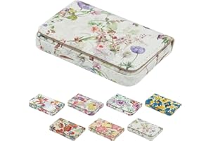 AI-DEE Business Card Holder，PU Leather Business Card Case Color Printing Pattern Card Holder Wallet，Pockets Magnetic Credit Card Holders for Men and Women - White Flowers