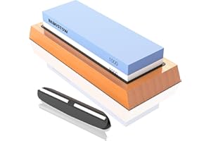 BABOSTOW Premium Whetstone Knife Sharpening Stone 2 Side Grit 1000/6000 Waterstone- Whetstone Knife Sharpener- NonSlip Bamboo Base & Angle Guide