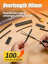 Eventronic 90mm Heat Shrink Tubing Kit 300PCS 2:1 Multi-Size Black IP56 view 3