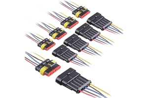 QOFOWIN 5 Pin Connector Waterproof,5Pin Way Car Electrical Connector,with Wire 16 AWG Marine for Car,Truck,Boat,Motorcycle and Other Wire Connections. (5pairs)