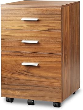 Devaise Bois Caisson De Bureau Avec 3 Tiroirs Armoire De Bureau Mobile Avec Roues Verrouillables Barres De Suspension Reglables A4 Lettre Noyer Amazon Fr Cuisine Maison