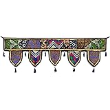 Artisan Handmade Door Hanging India Ethnic Mirror Work Topper Toran Indian Window Valence Home Décor by Maniona Crafts