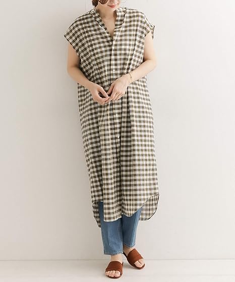 Amazon アーバンリサーチ ドアーズ ワンピース ドレス Le Glazik Doors 別注ノースリーブチェックボイルワンピース レディース Jl3710gbcurdl95 Be Gingham 36 ワンピース チュニック 通販