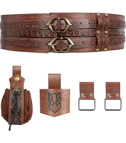 Brown Leather Pirate Belt – Wide 56” Ren Faire Costume Belt  display picture 3