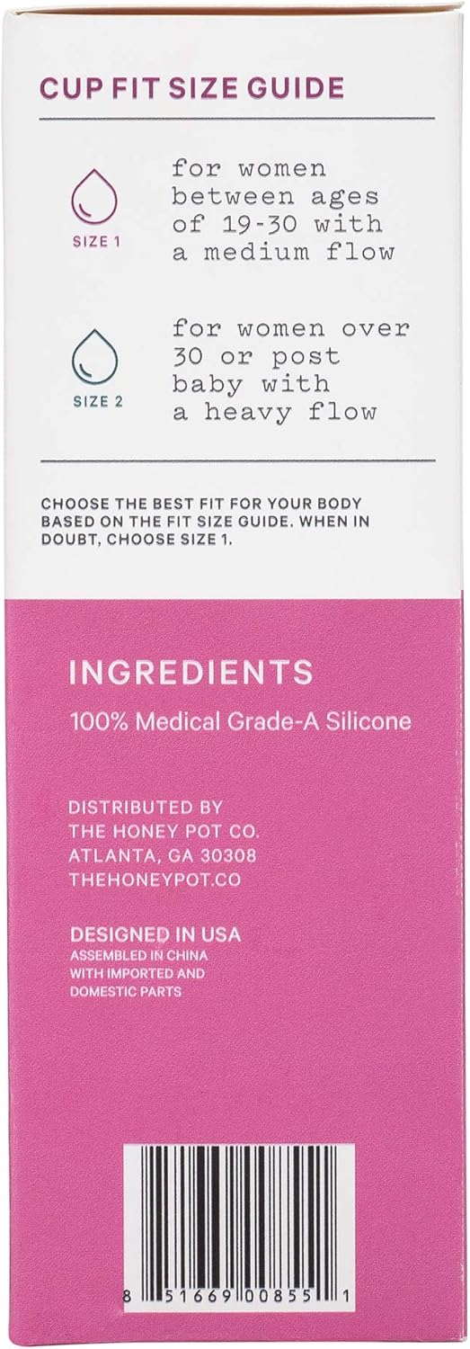 The Honey Pot Company - Menstrual Cup - Natural Feminine Hygiene Products - Hypoallergenic and Flexible Medical-Grade Silicone - Reusable and Washable Protection for Periods - Size 1: Health & Personal Care