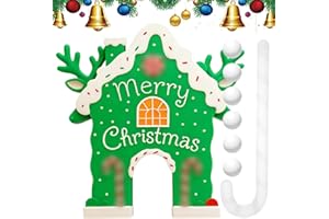 Gingerbread Golf Game Set, Christmas Reindeer Mini Golf Kit with Candy Cane Club & 6 Balls for Indoor Family Party, Funny Hol