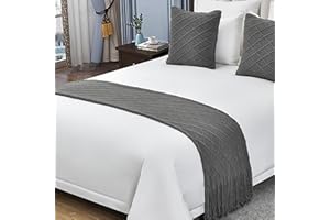 nstvifu Knit Bed Runners for King Size Bed, Solid Color Bed Scarf with Tassel, Boho Woven Bed Scarves No Fading Soft Bed Throw Blanket for Bedroom Home Hotel (60x260cm/23.6 * 102in,B7)