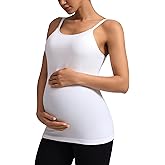 ATTRACO Women's Maternity Tank Tops with Built in Bra Seamless Y Back Side Ruched Pregnancy Tank Top