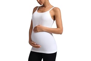 ATTRACO Maternity Tank Tops with Built in Bra Ribbed Pregnancy Clothes Adjustable Straps