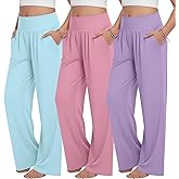 YooAurvox 3 Pack Girls' Wide Leg Pants with Pockets Kids High Waist Casual Sweatpants Loose Comfy Lounge Joggers 5-14 Years