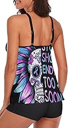 Omichic Women's Loose Bathing Suits Tankini Top