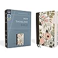 NIV, Thinline Bible, Cloth over Board, Floral, Red Letter, Comfort Print