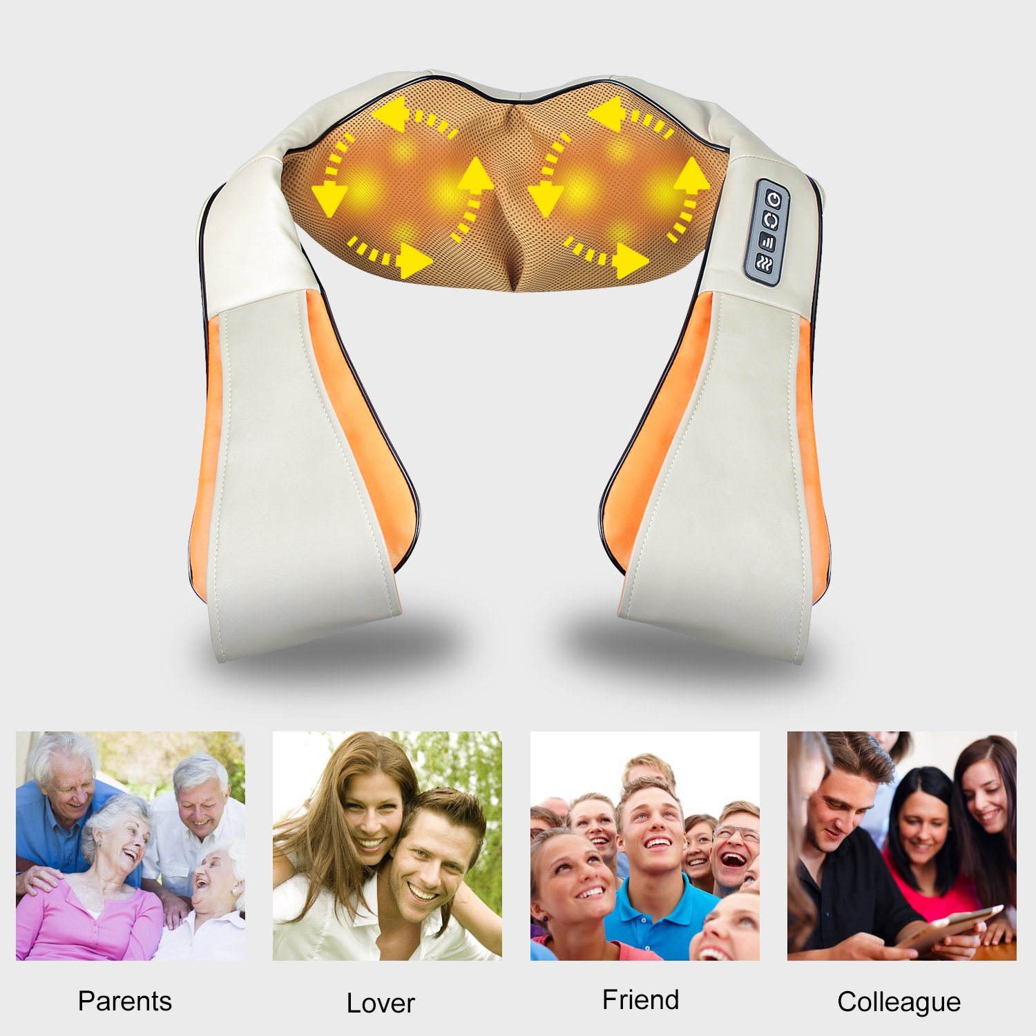 Betorcy Shiatsu Neck Massager - with Heat 4D Kneading, Adjustable Intensity, Relieve Muscle Pain - for Neck, Back, Shoulders, Legs, Foot