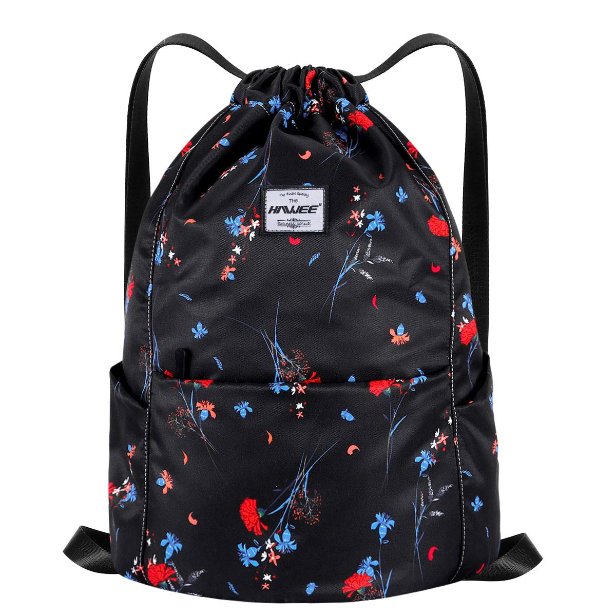 HAWEE Waterproof Drawstring Bags Backpack Large Gym Bag Drawstring Daypack Unisex for Women Men Daily Life Outdoor Casual Sport Yoga School Beach Swim