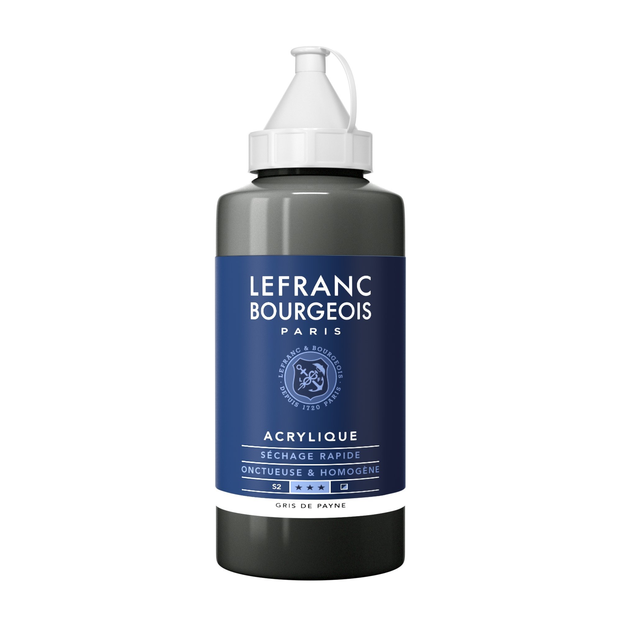Lefranc and Bourgeois Fine Highly pigmented Acrylic Ink – Good Coverage Cream Homogeneous Texture, Paynesgrau, 750ml Tube