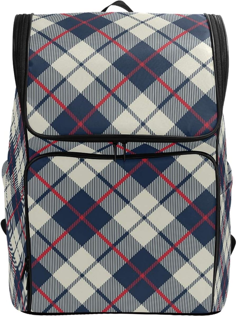Classic Tartan Scotland Plaid Backpack Waterproof Polyester Campus