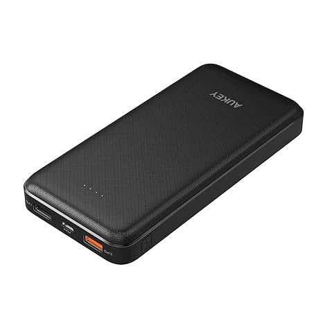 AUKEY USB C Powerbank 20000mAh, Externer Akku mit Quick Charge 3.0, 3 Ausgänge & 2 Eingänge für iPhone XS/XS Max/ 8/7, Samsun