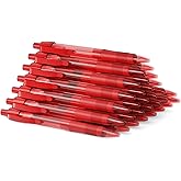deegtran Pens Bulk, 30 Pack No Bleed Red Ink Click Pens with Soft Grip, Wholesale Retractable Ballpoint Pens for Office School, Medium Point Smooth 1.0MM