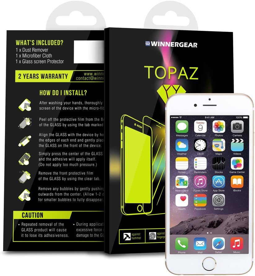 Topaz Glass 3D FillGlass Nanotechnology Screen Protector Black For iPhone 6 / 6S (White)