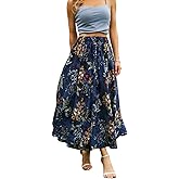 Abaadlw Maxi Skirts for Women with Pockets Long Midi Length Casual Skirt for Beach Party Holiday