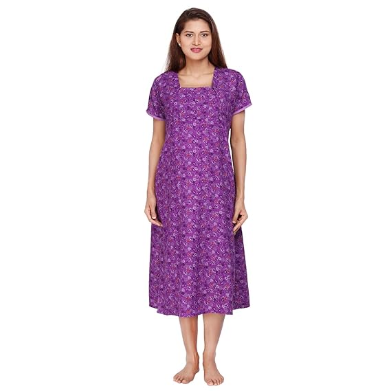 Women's Cotton A-Line Feeding Nighty