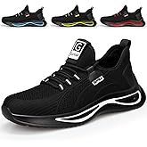 GLANOUDUN Steel Toe Shoes for Men Lightweight Work Shoes for Men Black Steel Toe Sneakers Comfortable Safety Tennis Sneakers Indestructible Men's Safety Footwear Industrial Construction