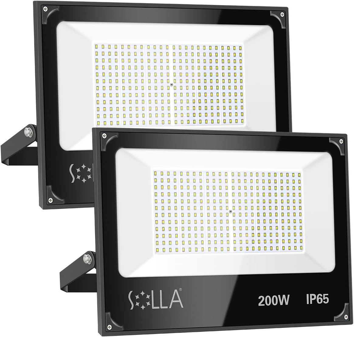 2 Pack SOLLA 200W Led Flood Light, 16000lm 6000K Daylight White Security Light Exterior Flood Lighting, Outdoor Indoor Lighting Fixture Landscape Floodlight Spotlight for Yard, Garden, Garage, Rooftop: Home Improvement