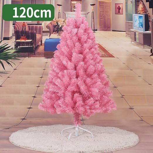 Amazon Com Caixin Premium Pink Artificial Christmas Tree Unlit Xmas Tree Holiday Decoration Spruce Hinged With Solid Metal Stand Full Tree Pink 4ft 120cm Home Kitchen