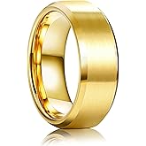 Jstyle 8MM Wedding Band for Men Stainless Steel Ring Band Size 6-14 | Matte Surface Beveled Polished Edge, Silver/Black/Gold Wedding Engagement Promise Ring Jewelry Gift Comfort Fit for Him