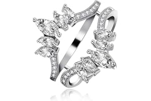 Uloveido Marquise Cut AAA White Cubic Zirconia Double Wedding Band Ring Guard Enhancer Engagement Jewelry for Women Y445