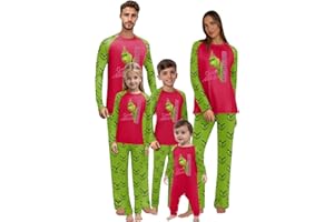NJKHMCFTIR Family Christmas Pajamas Sets Long Sleeve Tops Plaid Pant Holiday Sleepwear Christmas Pajamas for Family
