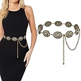 LALATCH Western Metal Concho Chain Belt for Women Cowgirl Waist Chain Belt for Dresses Jeans Western Country Outfit