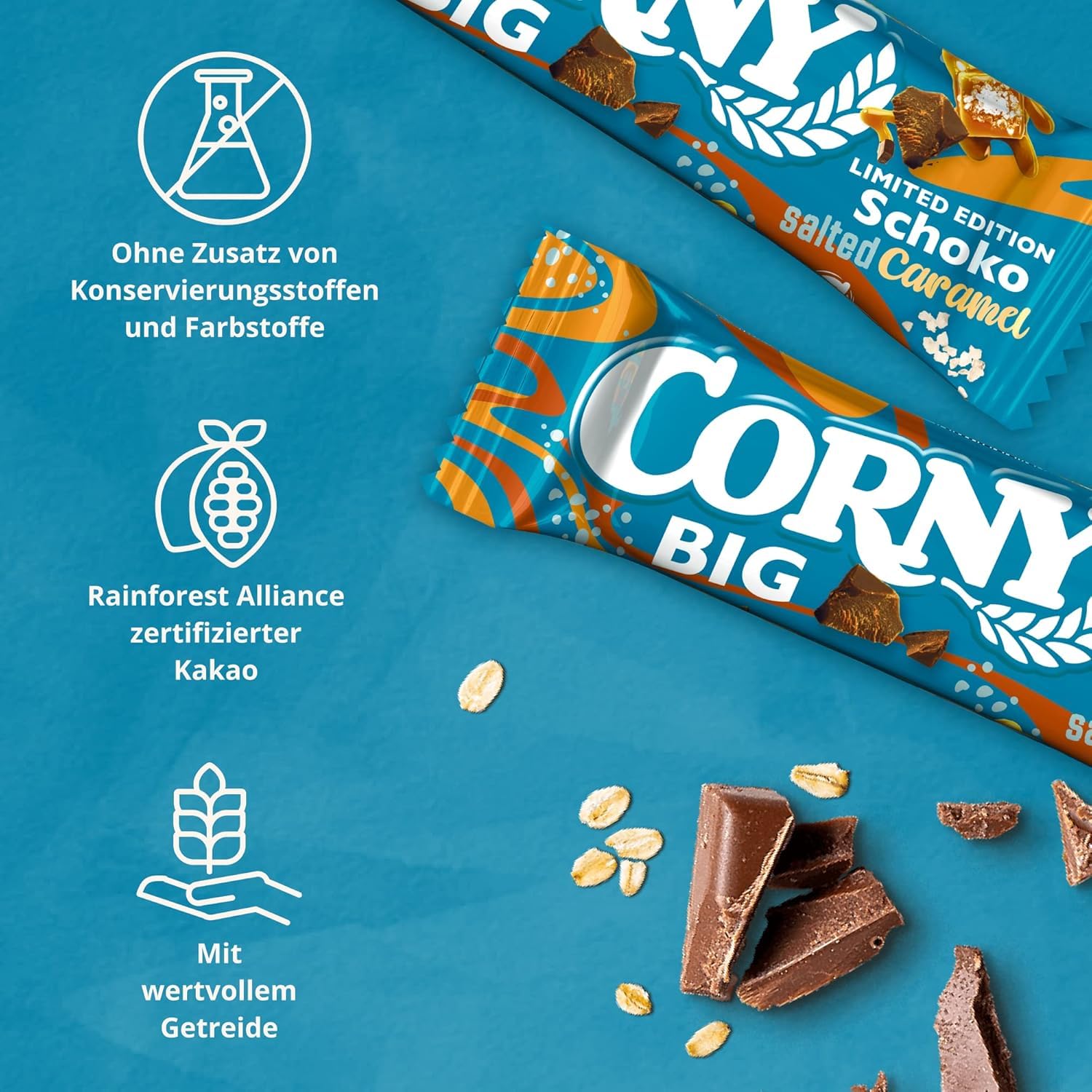 Müsliriegel Corny BIG Schoko Salted Caramel | Großer Riegel mit Schokolade und gesalzenem Karamell | Großpackung 24x40g 3