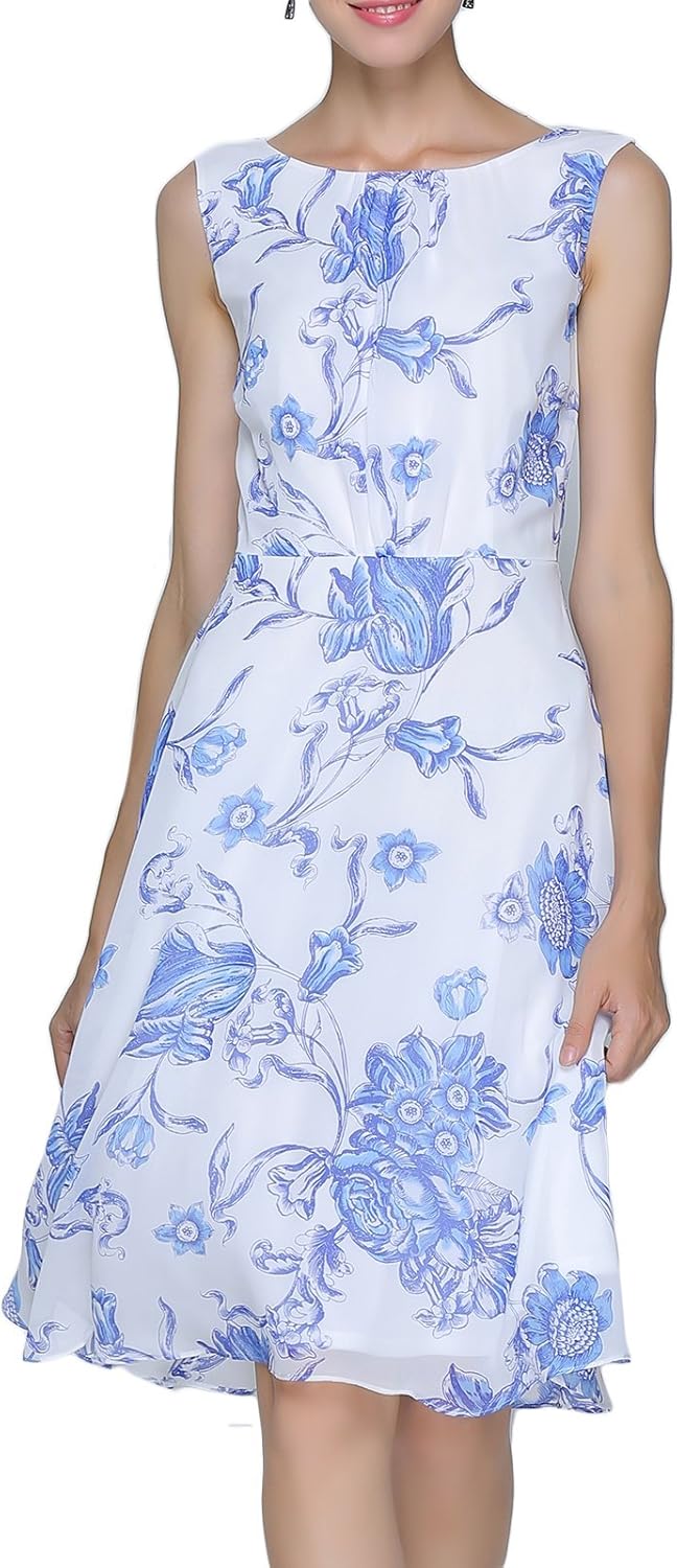 MISSLOOK Women's Chiffon Floral Print Sleeveless Midi Dress XXXL at Amazon Women’s Clothing store