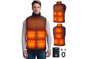 Soleilwear Heated Vest for Men, 9 Heating Zones 12000mAh Battery Pack, Rechargeable Vest Outdoor Hunt Camping Cycling Ski