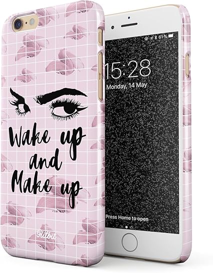 Glitbit Cover Per Iphone 6 6s Case Wake Up And Make Up Makeup Artist Quote Glam Girl Mascara Makeup Goals Trucco Frasi Sottile Guscio Resistente In Plastica Dura Custodia Protettiva Amazon It