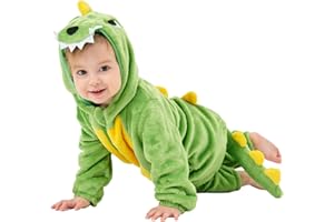 LONULAIN Unisex Baby Animal Costume Pajamas, Infant Flannel Hooded Halloween Romper Cosplay Costume/Homewear/Sleepwear