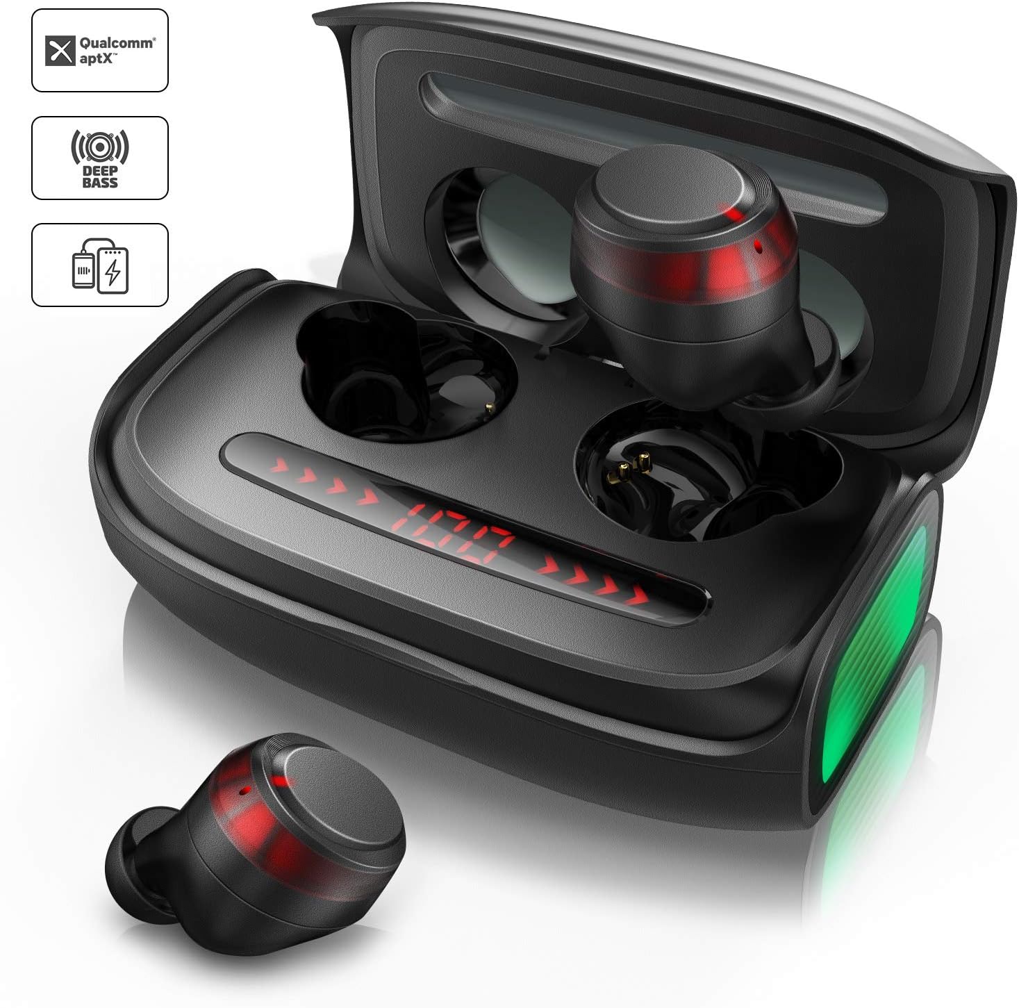 Bluetooth headphones, Votomy Bluetooth headphones in ear Bluetooth 5.0 headset, wireless in ear earphones, automatic pairing, 2600 mAh charging box with LED digital display, touch control, CVC8.0