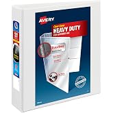 Avery&reg; Heavy-Duty View 3 Ring Binder, 2" Slant Rings, 1 White Binder | For Heavy School, Home and Office Use, DuraHinge Tear-Resistant Spine, DuraEdge Split-Resistant Sides, Four Storage Pockets