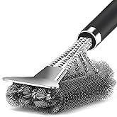 EWUVP Grill Brush and Scraper, 18" Adjustable Handle BBQ Grill Brush for Outdoor Grill, Extra Strong BBQ Cleaner Accessories, Triple Scrubbers Cleaning Brush for Gas/Charcoal Grilling Grates