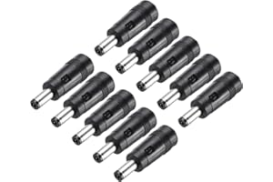 MECCANIXITY 5 Pcs DC Power Adapter,Straight Female 5.5mm x 2.1mm to Male 5.5mm x 2.5mm Plug Tips Black with 1.57 Inch Wire fo