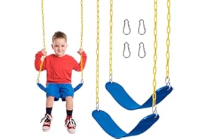 DECORLIFE 2 Pack Heavy Duty Swing Seat Replacement for Kids - 330 lb Weight Capacity, 66" Coated Chains with Locked Buckles, Outdoor Swing Set Accessories for Playground & Backyard (Blue)