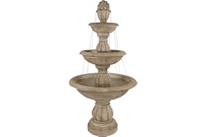 Sunnydaze 3-Tier Cornucopia Outdoor Water Fountain for The Patio or Backyard - 61-Inch H Ivory