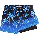 maamgic Boys Swim Trunks with Compression Liner Toddler Stretch Swim Shorts