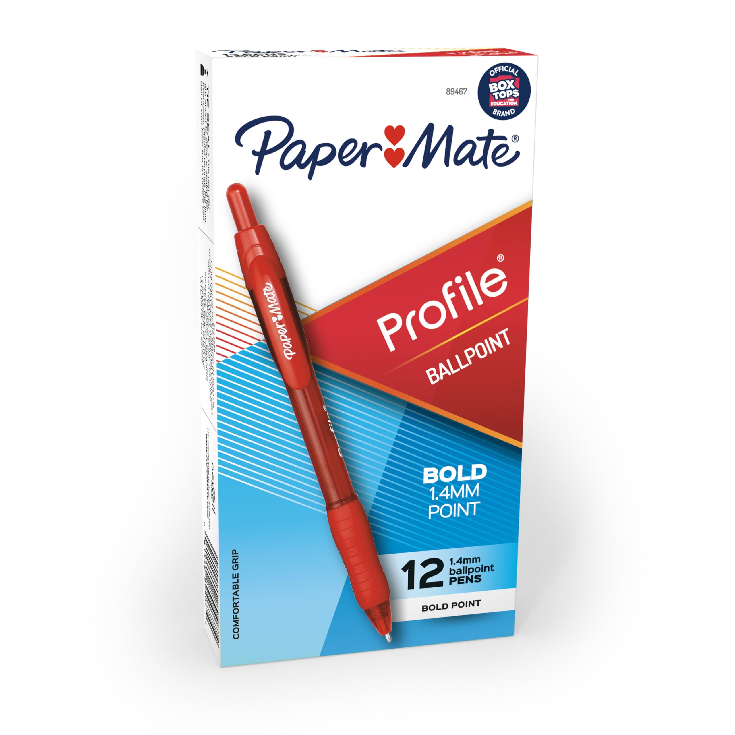 Photo 1 of Paper Mate Profile Retractable Ballpoint Pens Bold (1.4mm) Red 12 Count