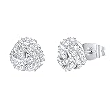 PAVOI Sterling Silver Cubic Zirconia Love Knot Stud