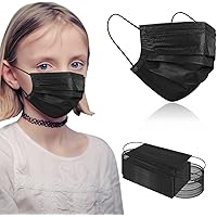 100PCS Kids Face Masks Black Face Masks, Disposable 3-Layer Protection Safety Face Masks for Kids.