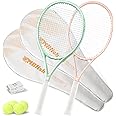 MBFISH Tennis Rackets - Super Value Set with Pre-Strung, Comfortable Handle, 27'' Tennis Racquet for Beginner, Includes 4 Tennis Balls, 2 Overgrips and 2 Tennis Bag
