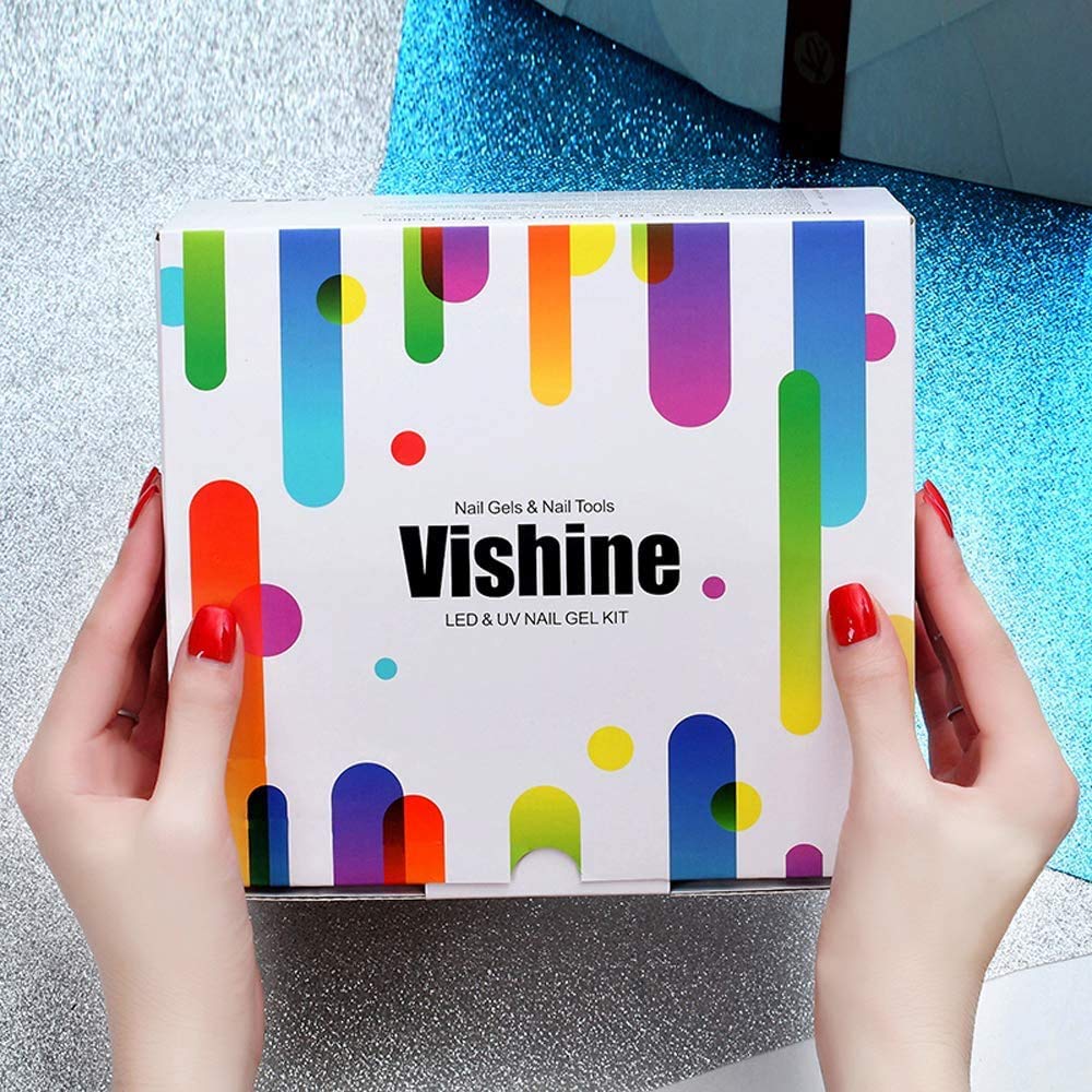 Gel Nail Polish Starter Kit - 6 Colors Gel Polish Set Base Top Coat, 36W LED Nail Dryer Lamp with Full DIY Gel Manicure Nail Tools by Vishine 8ml #12 : Beauty